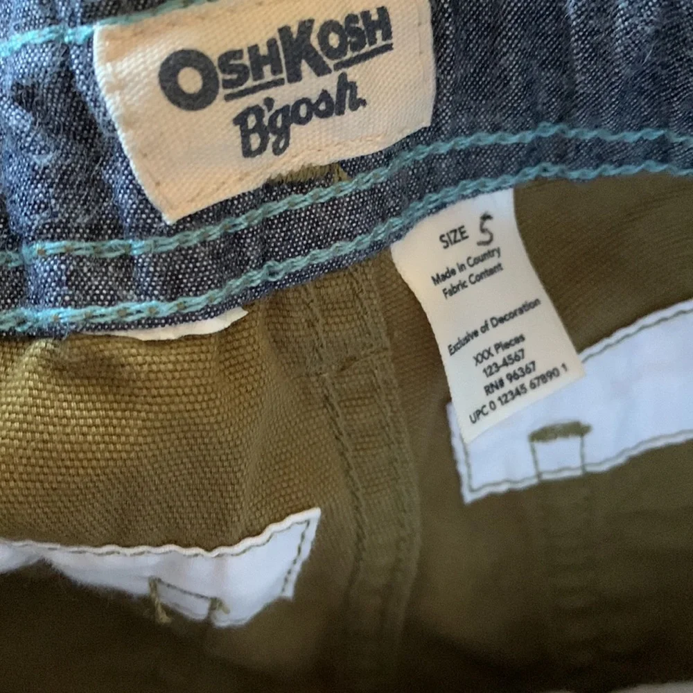 Oshkosh B’Gosh size 5 green cotton poplin 6 pocket cargo shorts adjustable waist